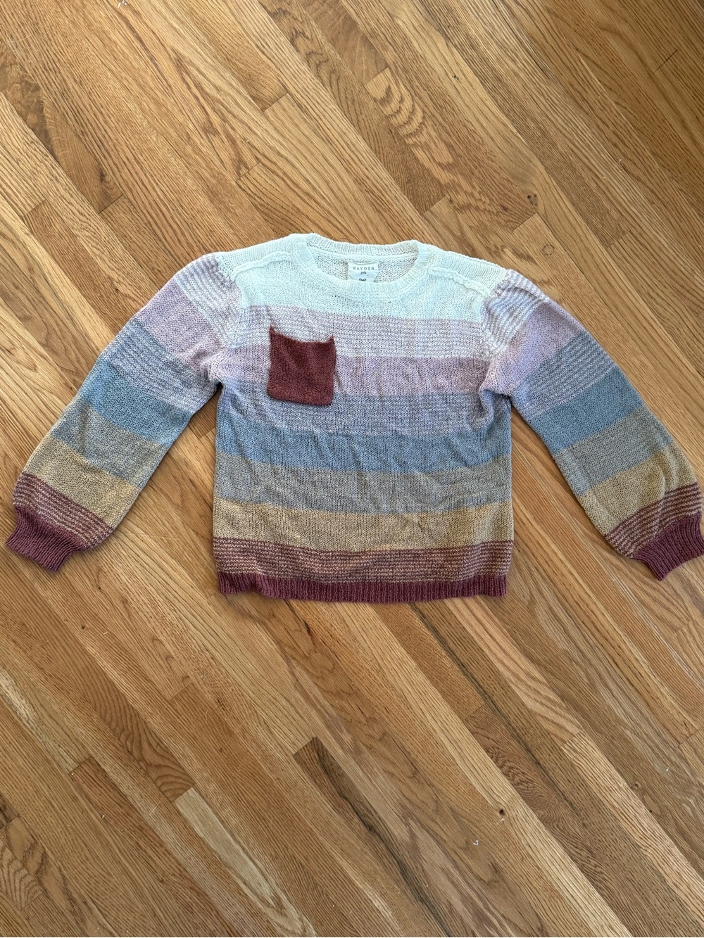 Hayden Girls Multicolor Striped Knit Sweater with Chest Pocket